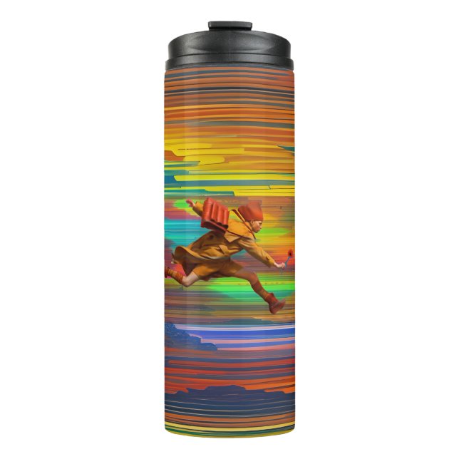 Running with a flower thermal tumbler (Front)