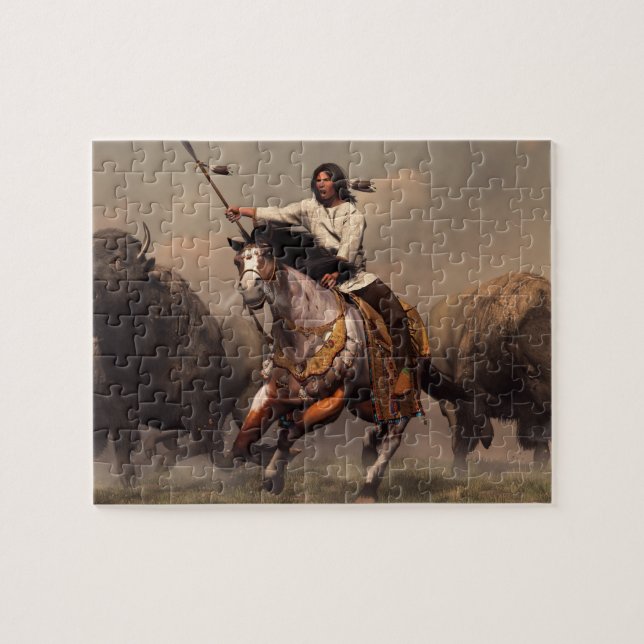 Running With Buffalo Jigsaw Puzzle (Horizontal)