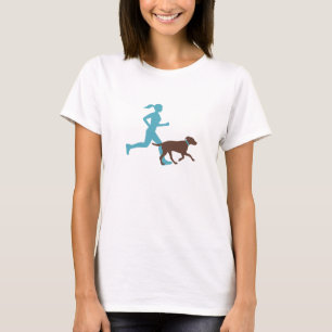 Running with dog (aqua/choc) T-Shirt