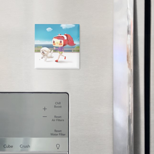Running with Dog by the Sea Magnet (In Situ (Fridge))