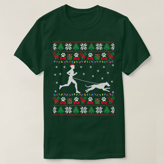 Running With Dogs Ugly Christmas Sweater Running X (Design Front)