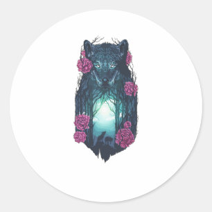 Running with the Wolves Classic Round Sticker