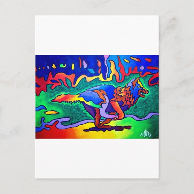 Running Wolf by Piliero Postcard (Front)