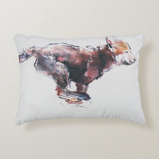 Running wolf pup decorative cushion (Front)