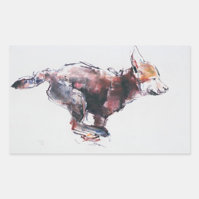 Running wolf pup rectangular sticker (Front)