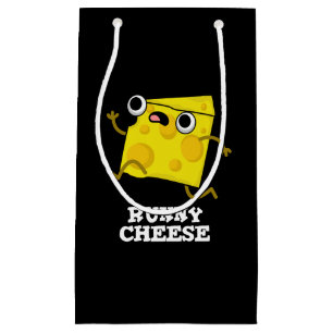 Runny Cheese Funny Food Pun Dark BG Small Gift Bag