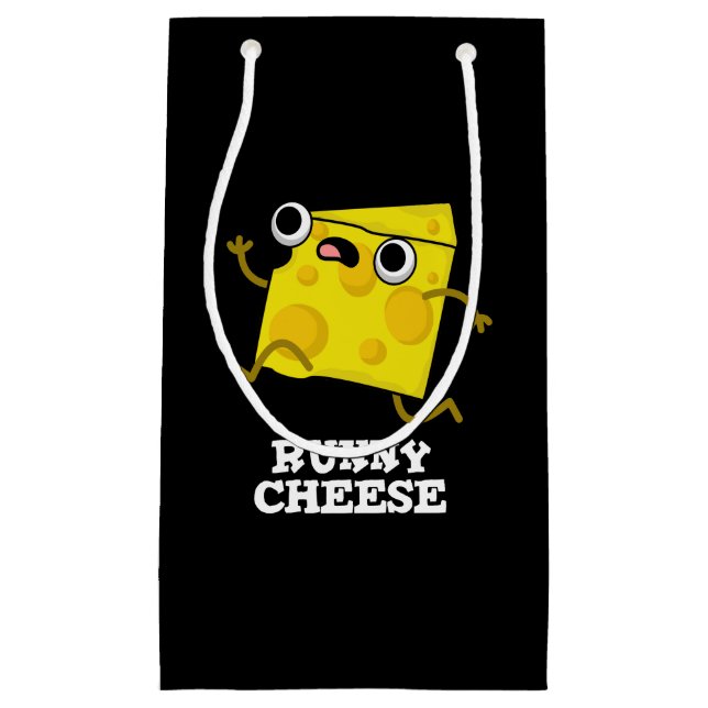 Runny Cheese Funny Food Pun Dark BG Small Gift Bag (Front)