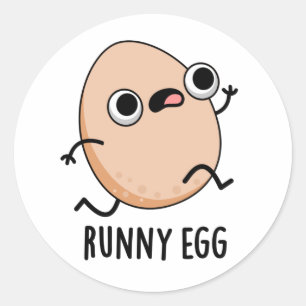 Runny Egg Funny Food Pun  Classic Round Sticker