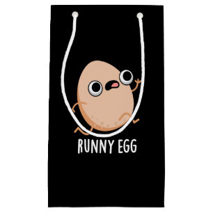 Runny Egg Funny Running Egg Pun Dark BG Small Gift Bag