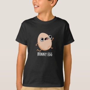 Runny Egg Funny Running Egg Pun Dark BG T-Shirt