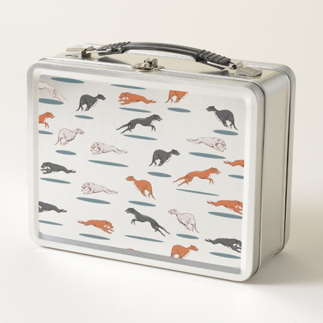 RUNNY GREY HOUND 12000 TRANS METAL LUNCH BOX (Front)