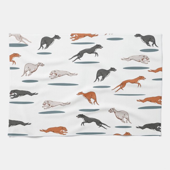 RUNNY GREY HOUND 12000 TRANS TEA TOWEL (Horizontal)