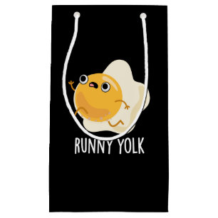 Runny Yolk Funny Food Egg Pun Dark BG Small Gift Bag