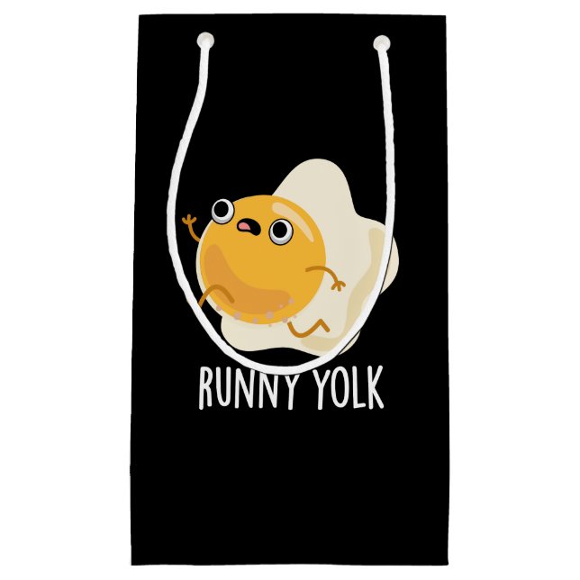Runny Yolk Funny Food Egg Pun Dark BG Small Gift Bag (Front)