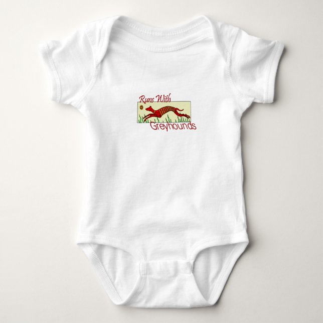 Runs With Greyhounds Baby Bodysuit (Front)