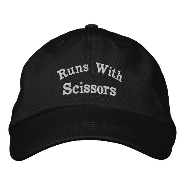 Runs With Scissors funny baseball cap (Front)