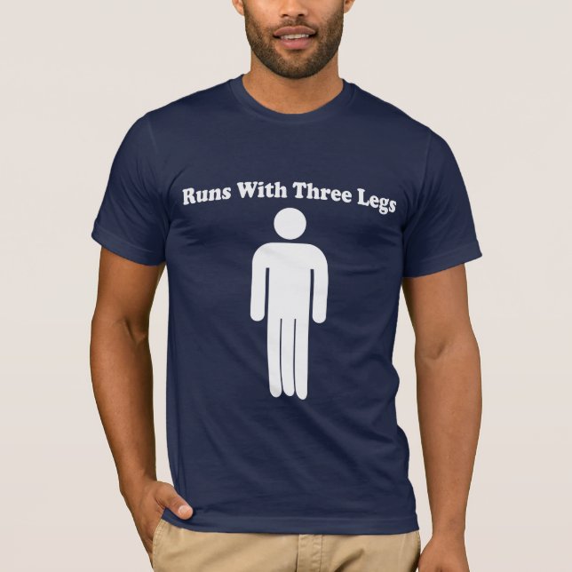 Runs With Three Legs White T-Shirt (Front)