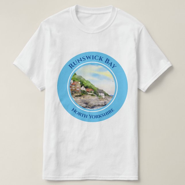 Runswick Bay North Yorkshire, England Watercolour T-Shirt (Design Front)