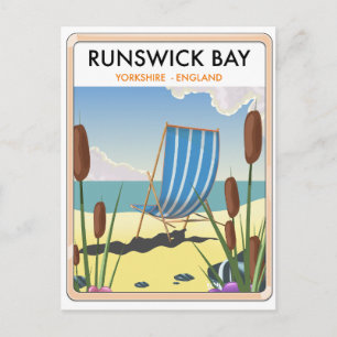 Runswick Bay Yorkshire travel poster Postcard