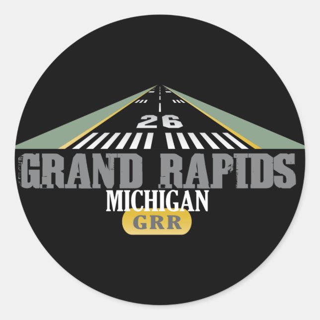 Runway 26 - Grand Rapids Michigan GRR Classic Round Sticker (Front)