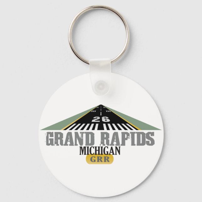 Runway 26 - Grand Rapids Michigan GRR Key Ring (Front)