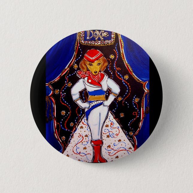 Runway Doxie 6 Cm Round Badge (Front)