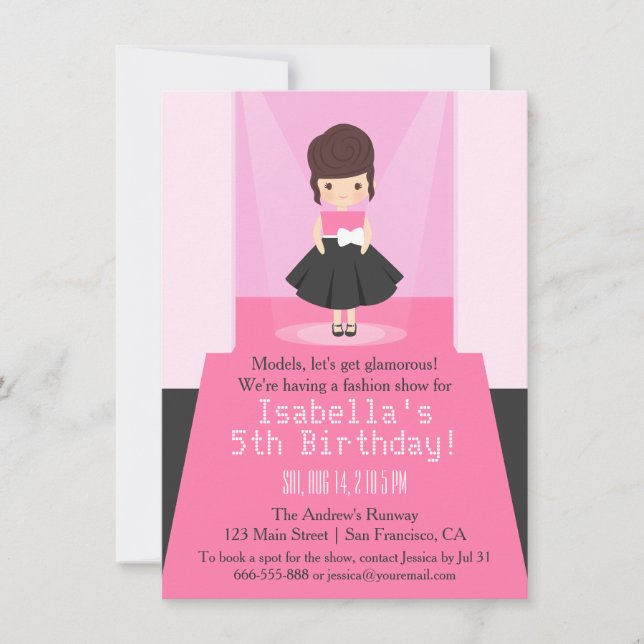 Runway Fashion Show Birthday Party Invitations (Front)