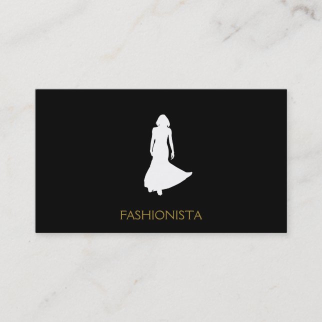 Runway Model Black Background Business Card (Front)