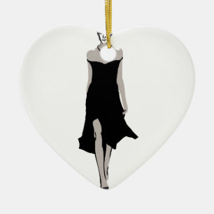 Runway model in designer outfit ceramic tree decoration