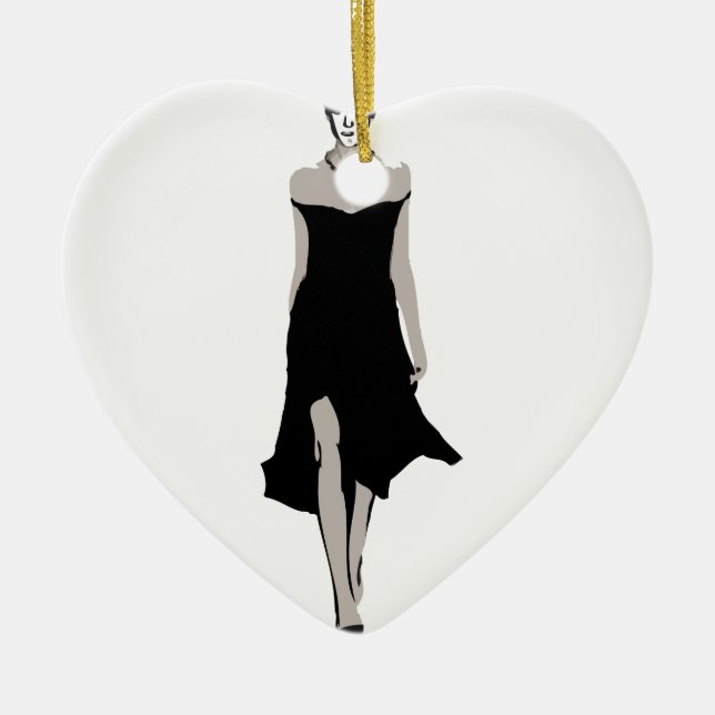 Runway model in designer outfit ceramic tree decoration (Front)