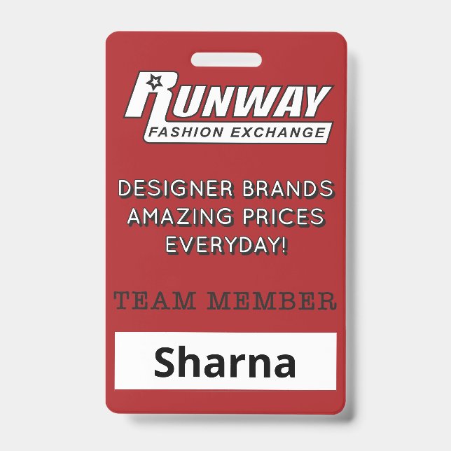 Runway Name Badge ID Badge (Front)