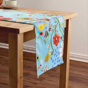Rupydetequila turquoise white daisies long table runner