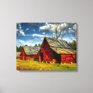 Rural America Red Barn Canvas Print
