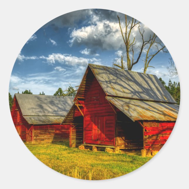 Rural America Red Barn  Classic Round Sticker (Front)
