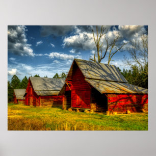 Rural America Red Barn  Poster