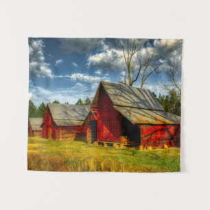 Rural America Red Barn  Tapestry