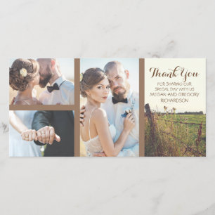 Rural Barbed Wire Fence Rustic Wedding Thank You Card