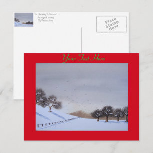 Rural christmas snow scene landscape art holiday postcard
