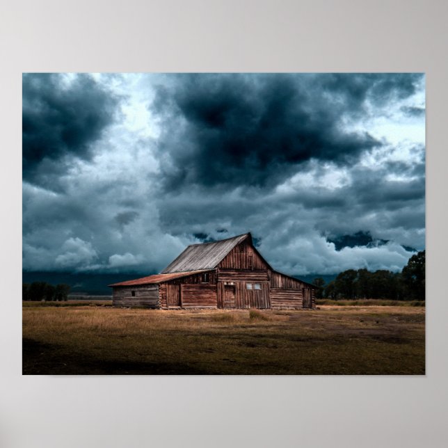 Rural Country Cabin During Storm Poster (Front)