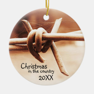 Rural Country Christmas with Year Ceramic Tree Decoration