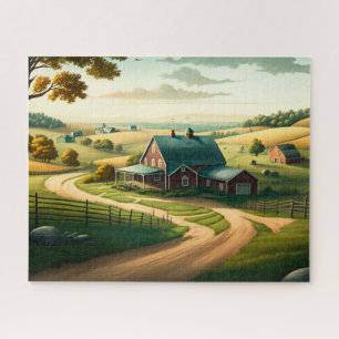 Rural Country, Rolling Hills, Farm Jigsaw Puzzle
