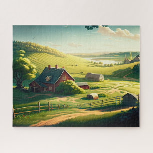 Rural Country, Rolling Hills, Farm Jigsaw Puzzle
