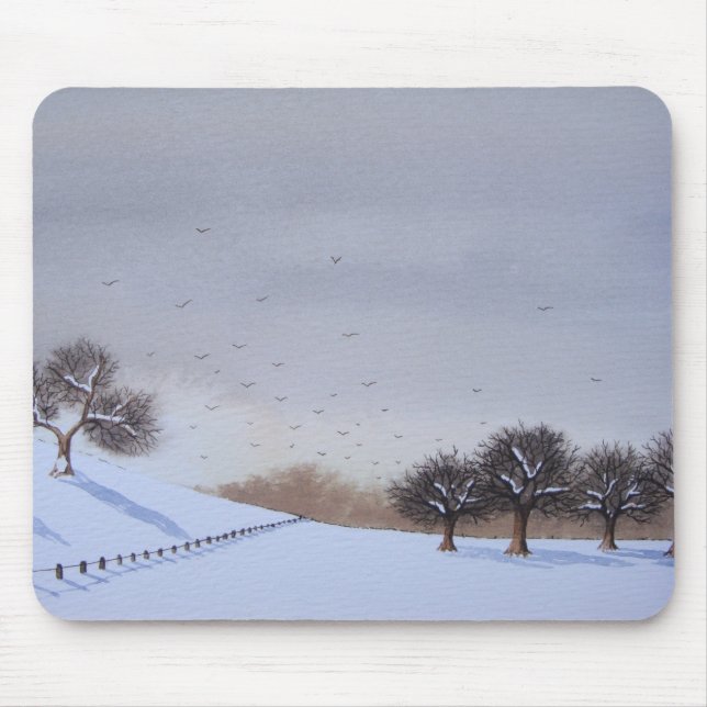 rural countryside landscape snow scene art mouse mat (Front)