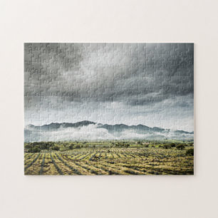 Rural Crop Fields Under Cloudy Sky Jigsaw Puzzle