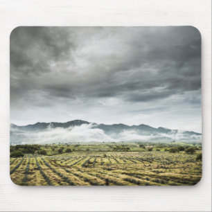 Rural Crop Fields Under Cloudy Sky Mouse Mat