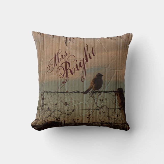 Rural Farm fence bird western barn wedding Cushion (Front)