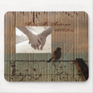 Rural Farm fence bird western barn wedding Mouse Mat