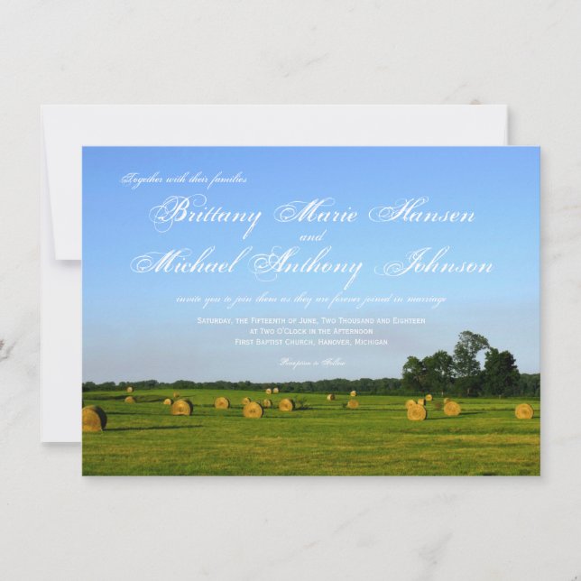 Rural Farm Hay Bales Country Wedding Invitations (Front)