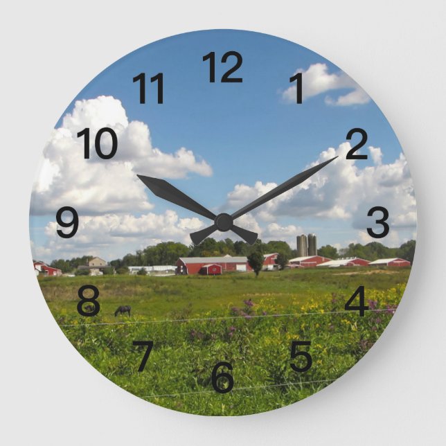 Rural Farm Photograph Large Clock (Front)