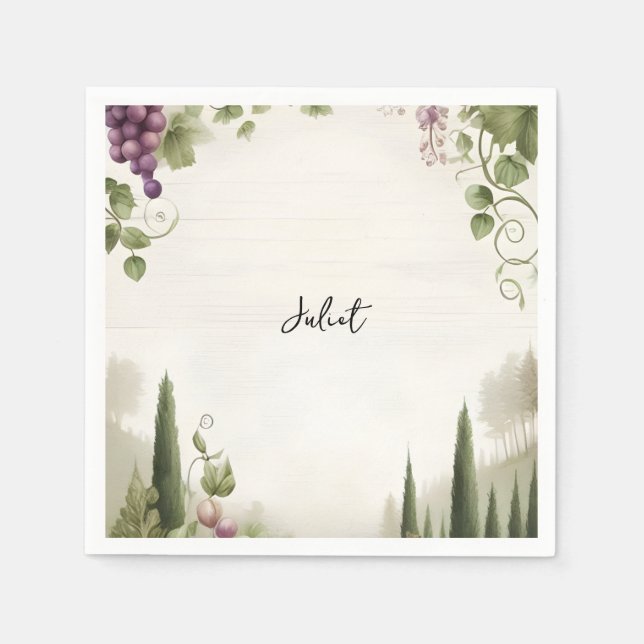 Rural Farm Wood Seed Ivy Vineyard Bridal Shower Napkin (Front)